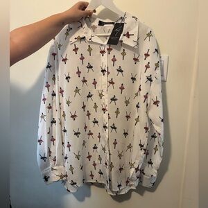 Gabby Isabella White Shirt with Multicolor Dancer Print